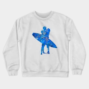 Surfer couple blue art Crewneck Sweatshirt